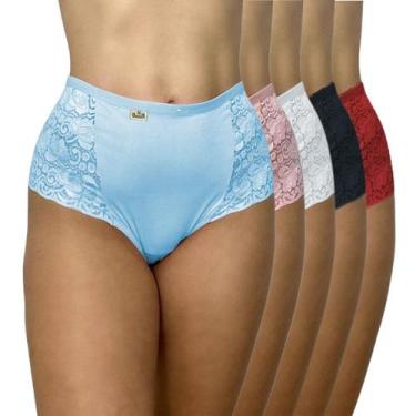 Imagem de Kit 10 Calcinhas Microfibra com Renda Lateral Larga Lingerie Feminina 