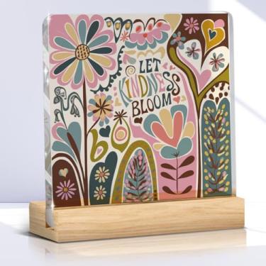 Imagem de Presentes inspiradores de saúde mental para mulheres placa de acrílico floral decoração de cubículo, presentes positivos motivacionais para mulheres chefe senhora