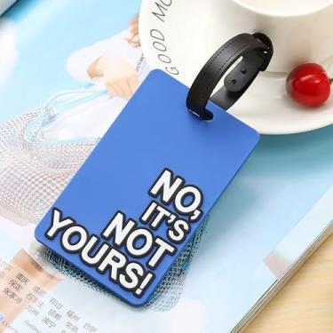 Imagem de Etiqueta de bagagem frase criativa colorida engraçada etiqueta de bagagem PVC - acessório de viagem elegante e durável (10 cm C x 6 cm L)-NÃO, NÃO é seu! Azul