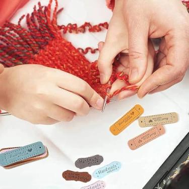 Imagem de 50 etiquetas de letras feitas à mão por atacado etiquetas de roupas retangulares feitas à mão etiquetas de poliuretano DIY sacos de costura chapéu cachecol decoração de presente
