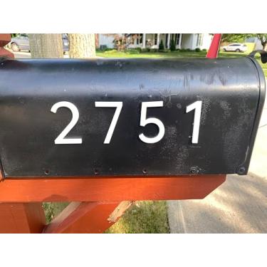 Imagem de 7,6 cm White House Numbers 0, placa de endereço de acrílico branco fosco moderno para caixa de correio, porta, apartamento, escritório, hotel, placa de endereço fácil de colar