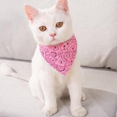 Imagem de Cachecol bandana com estampa rosa para cães, coleira fofa para gatos e filhotes, P-G