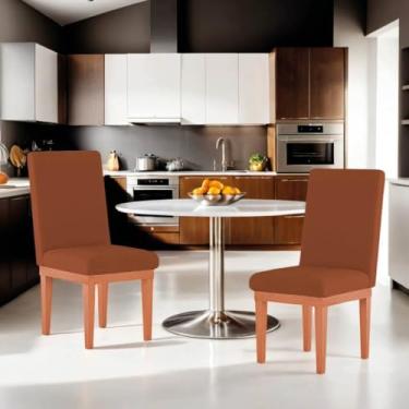 Imagem de Kit 2 Cadeiras de Jantar Estofadas com Base em Madeira Reforçada – Conforto e Estilo para Sala de Jantar ou Cozinha (Terracota)