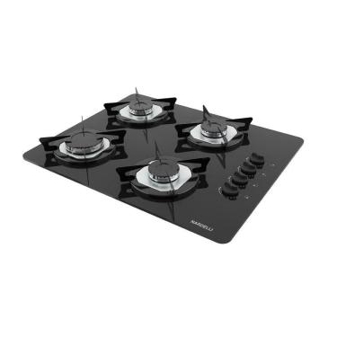 Imagem de Cooktop Nardelli à Gás Ndl 4b Vidro Preto Flange Inox Preto Bivolt