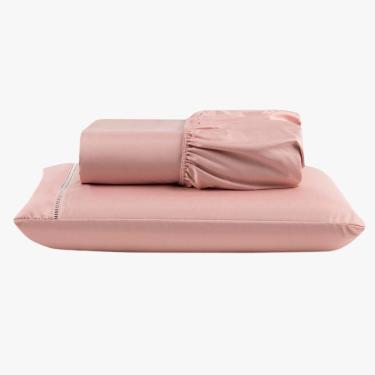 Imagem de Jogo De Lençol Peletizado 400 Fios Solteiro 2 Peças Casa - Hotel - Pousada Barato - Salmão