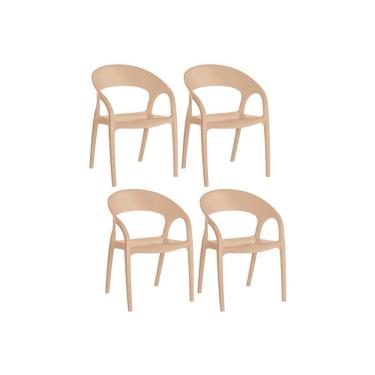 Imagem de Kit 4 Cadeiras De Cozinha Glass Plus Uz8004 4 Un Freijó/suede Capuccino - Kappesberg