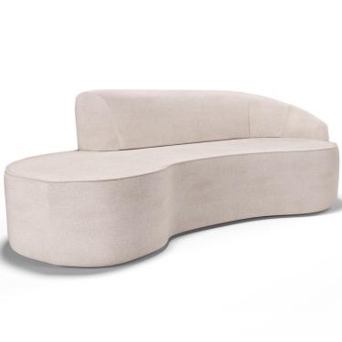 Imagem de Sofá 4 Lugares Curvo Sala De Estar Living Firenze Direito D02 Linho Cru 260 Cm D-461 - Lyam