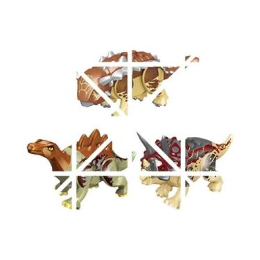 Imagem de Blocos De Montar De Dinossauros Jurássicos: Velociraptor, Triceratops,