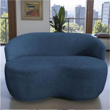 Imagem de Namoradeira Decorativa Beatriz Orgânica Bouclé Azul Marinho - Mazzero 