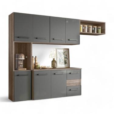 Imagem de Cozinha Suspensa Juliete 07 Portas Carvalho e Chumbo Nicioli