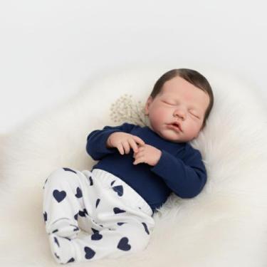 Imagem de Bebê Reborn Menino Dormindo Cabelo Fio a Fio - Mundo Azul e Rosa