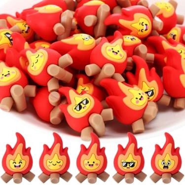 Imagem de Soulchen Mini estatuetas de chama - 1,4 × 1,5 cm, 5 estilos de chamas de PVC pequeno modelo de fogo, decoração de brinquedo de fogueira para decoração de bolo de jardim em casa, micro paisagem de