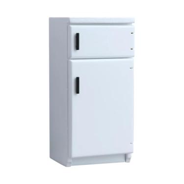 Imagem de oshhni Geladeira/Freezer de Madeira para Casa de Bonecas em Escala 1:12, Simulação de Refrigerador, Móveis de Madeira para Sala de Jantar e Sala de Estar de, Branco