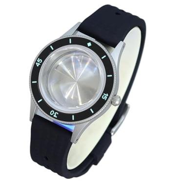 Imagem de FEIYASHI Caixa de relógio mecânico de mergulho impermeável de 40 mm, 100 m, aço inoxidável 316L, para movimento NH35 NH36/38, Caixa 2 + pulseira de borracha preta, For NH35 34 36 38 Movement, Caixa de