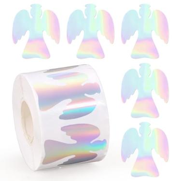 Imagem de Whaline Christmas Angel Stickers Roll Laser Seal Stickers Holographic Christian Angel Waterproof Self-Adhesive Decals for Xmas Holiday Envelope Journal Decor, 500 Pcs
