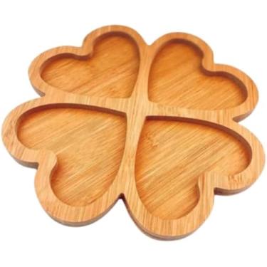 Imagem de Bandeja Petisqueira Coração Tábua Madeira Bambu 4 Divisões 28cm