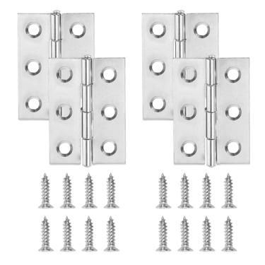 Imagem de Dobradiça de porta de 3,5 cm, Zernmiarder 24 peças de dobradiças de extremidade de aço inoxidável, dobradiças prateadas para janela, dobradiça interna e externa com parafusos, 44 x 30 x 0,8 mm