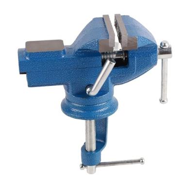 Imagem de Clamp On Bench Vise Swivel Table Clamp with Anvil Heavy Duty Adjustable Jaw Precision Screw Rod for Woodworking Jewelry Crafting Blue 50mm 60mm (50MM)(60mm)
