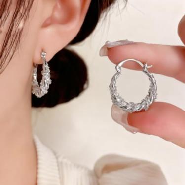 Imagem de Brincos de argola de ouro para mulheres, moderno, círculo, zircônia cúbica, presente, Medium, Metal, Sem pedra preciosa