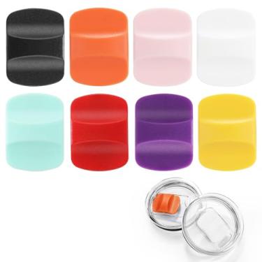 Imagem de 8 peças de substituição deslizante magnético de tampa, bloco de pressão magnético de substituição, compatível com tampas YETI de 283 g, 473 g, 590 ml, 850 g (laranja, rosa, roxo, vermelho, verde
