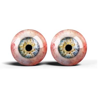 Imagem de Olhos de artesanato de vidro realistas de 2,5 cm, design de íris humana azul e cinza, conjunto de 2 peças, suprimentos para taxidermia e fabricação de bonecas - ONE POLEGADAS 25 mm (234-5-25)