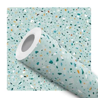 Imagem de Papel de Parede Vinílico Terrazzo Granilite Verde Quarto Sala 3m - DEL