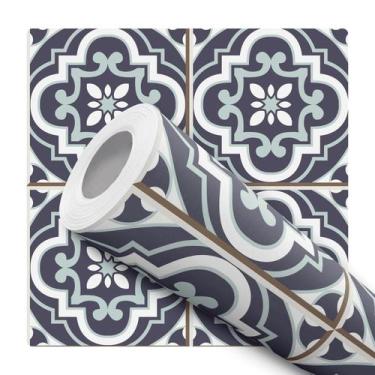 Imagem de Papel de Parede Vinílico Ladrilho Português Roxo Cozinha 12m - DELIQUA