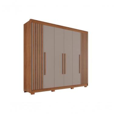 Imagem de Guarda Roupa Casal Ripado Com 6 Portas E 6 Gavetas Granada - Salleto Cinamomo/off White