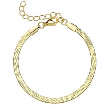 Imagem de Poxtex Tornozeleiras extragrandes para mulheres, tornozeleira grande, ouro real 14K, à prova d'água, 25,4 cm + 5 cm, pulseiras de tornozelo grandes ajustáveis para mulheres plus size, pulseiras de