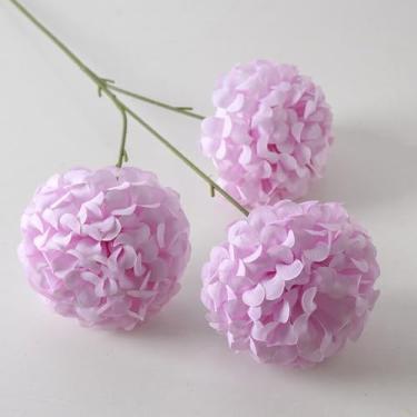 Imagem de Flores artificiais – Flor de seda com hastes hortênsias roxas arranjos florais falsos para casa de banho, escritório, mesa, centro de mesa, prateleira, decoração de casamentos