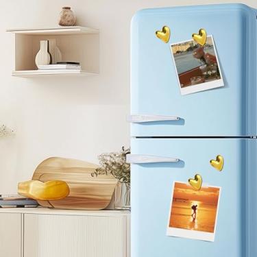 Imagem de 25 peças de ímãs fofos para geladeira, coração dourado forte segurando poder locker, ímã de geladeira bonito para armário de cozinha, sala de aula, escritório, lousa branca