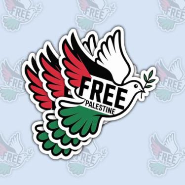 Imagem de Adesivo de vinil gratuito da Palestina, pomba da paz com asas vermelhas e verdes pretas à prova d'água para laptop, garrafa de água, caderno, carro, símbolo de solidariedade e justiça, 7,6 cm