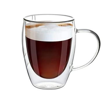 Imagem de 12 oz/1 pacote canecas de café copo de parede dupla de vidro transparente com alça para café chá latte cappuccino (12 oz)