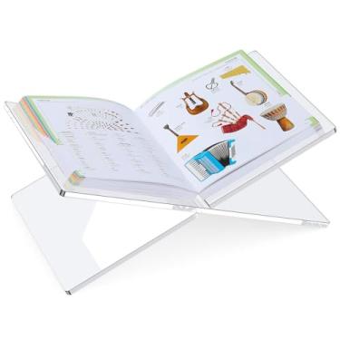 Imagem de Suporte de livro de acrílico transparente para livros de culinária, suporte grande aberto para livros de receitas, livro de arte, bíblia, livro de visitas