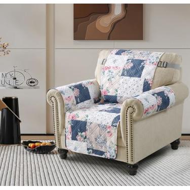 Imagem de Brilliant Sunshine Capa de sofá rosa bege, capa acolchoada para cadeira, 58 cm de largura, protetor de móveis antiderrapante, alça de 5 cm, capa de poltrona lavável para animais de estimação, crianças