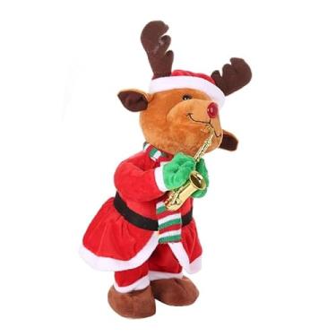 Imagem de Twerking Papai Noel cantando de Natal dançando tocando saxofone música pelúcia Papai Noel rena boneco de neve presente engraçado decoração de Natal (rena)