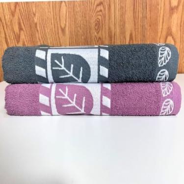 Imagem de Kit 2 Toalhas de Banho Grandes Felpudas 135x75cm 100% Algodão Puro Premium – Conforto e Maciez (CINZA E LILÁS)