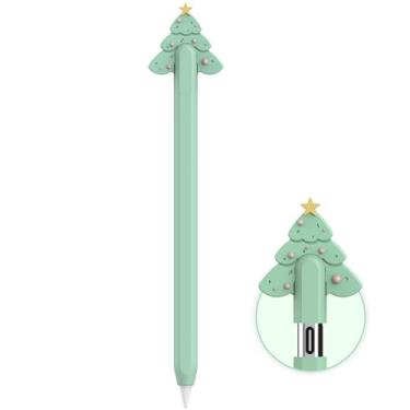Imagem de NIUTRENDZ Linda capa de silicone de vaca para Apple Pencil USB-C capa protetora ultrafina capa antiderrapante (árvore de Natal)