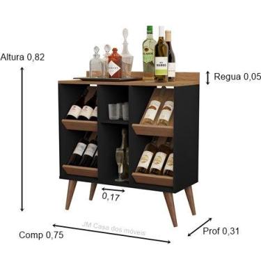 Imagem de Aparador Sala Com Adega Retrô Pés Palito 4646 - Cores Diversas - Outle