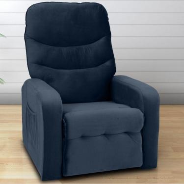 Imagem de Poltrona Reclinável Para Descanso Rodes Veludo Azul
