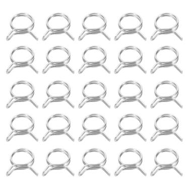 Imagem de HARFINGTON Clipes de mangueira de linha de combustível de fio duplo 22 mm ID 22-25,7 mm OD, 25 peças de clipes de mola de tubo de aço inoxidável variados para mangueira de ar, tubo de água