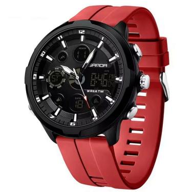 Imagem de Relógio Digital Masculino Estilo Esportivo Duplo Display á Prova D'água Vermelho