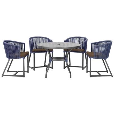 Imagem de Mesa Com 4 Cadeiras E Noronha Estofado 9 Trama Original Azul