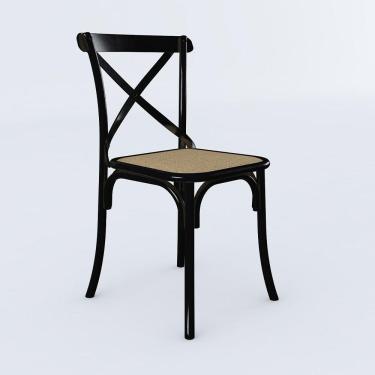 Imagem de Cadeira Cross Katrina Preta Assento Corano Bege Aço New Green - Preto