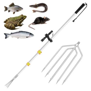 Imagem de SAN LIKE Arpão de pesca arpão lança gaff gig gaff gancho para sapo bengala touro sapo bufo linguado gelo peixe ferramenta de remoção de armadilha (prata, 2,5 m)
