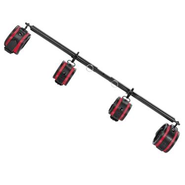 Imagem de Barra giratória de aço inoxidável resistente com 4 peças de poliuretano acolchoado para academia em casa, equipamento de estúdio para ioga, pilates, treinamento físico e muito mais. (preto + vermelho)