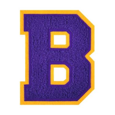Imagem de 1 Patch de letra de chenille roxo de 11,4 cm – Adesivos do alfabeto para roupas, jaquetas, mochilas, chapéus para decoração personalizada, nome personalizado e artesanato. (B)