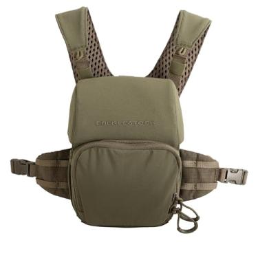 Imagem de Eberlestock Bravo – Arnês de binóculo de caça sem magnetismo com fecho de cabo de choque silencioso – compatível com MOLLE – alças respiráveis de malha de ar – verde militar, pequeno