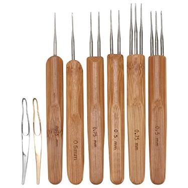 Imagem de Dreadlocks Ganchos de Crochê Cabo de Bambu Aço Inoxidável Multi Cabeça Ferramenta de Trança Profissional para Cabelo Sintético e Dreadlocks de Cabelo Real Um Conjunto Ouro Prata