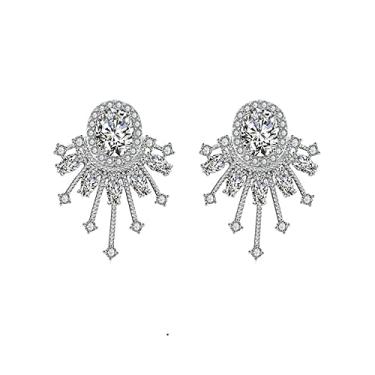 Imagem de Brincos de strass da moda brincos de cristal casamento para baile de noiva joias de noite dama de honra (prata)